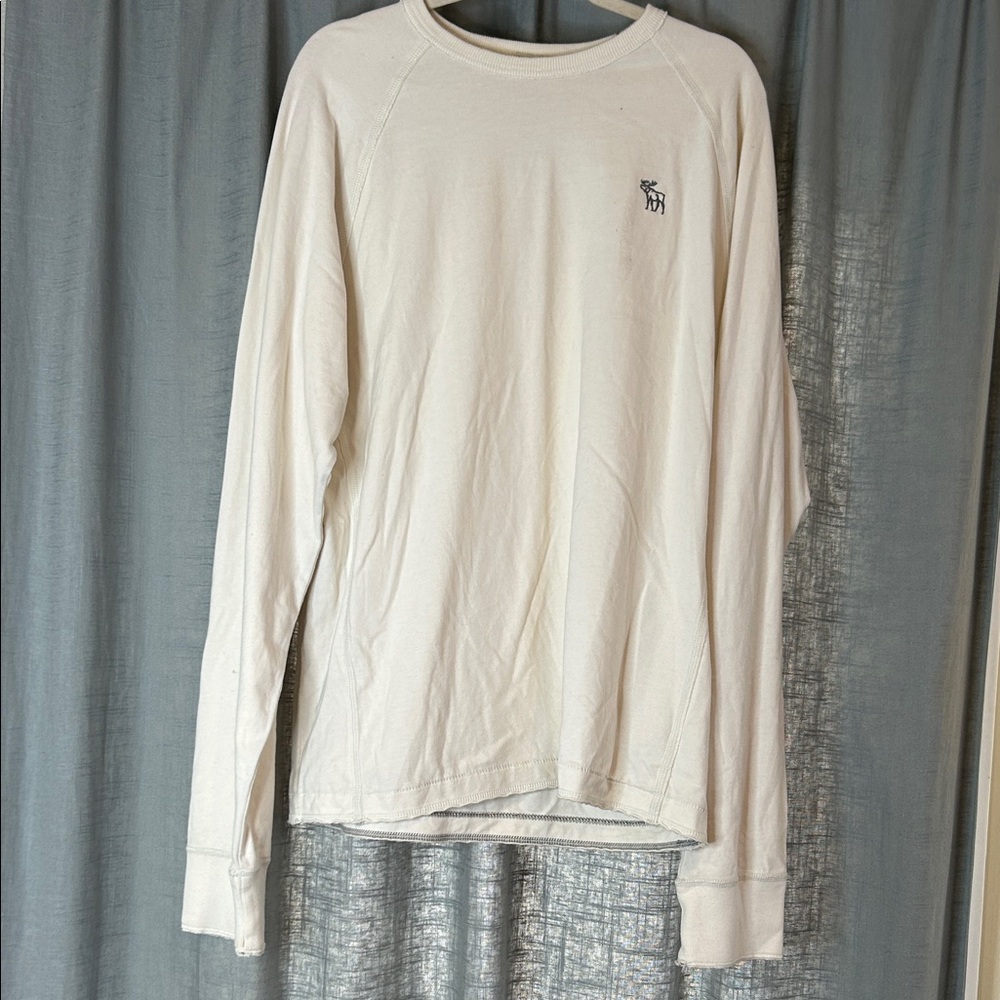 Abercrombie & Fitch Men's Off-White Long Sleeve Shirt
